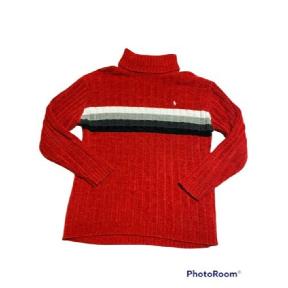 Vintage Rare HTF Ralph Lauren CHENILLE Sweater Turtle Neck 90’s Size L Blk Label